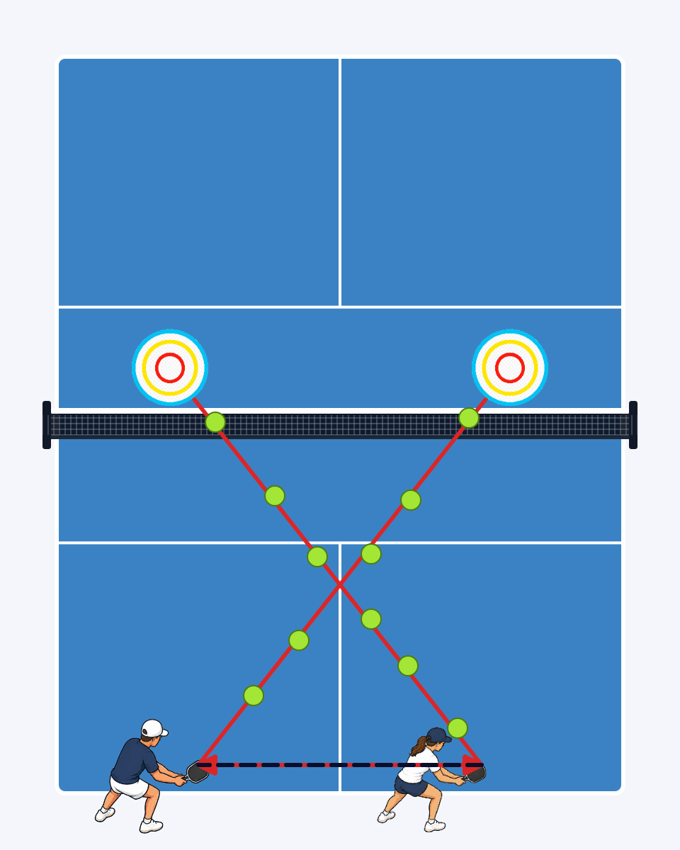 Carnival Station 2: Cross-Court 3rd Shot Drops court diagram