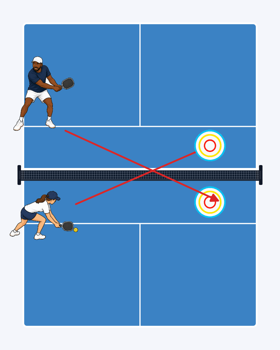 Carnival Station 4: Cross-Court Dink Targets court diagram